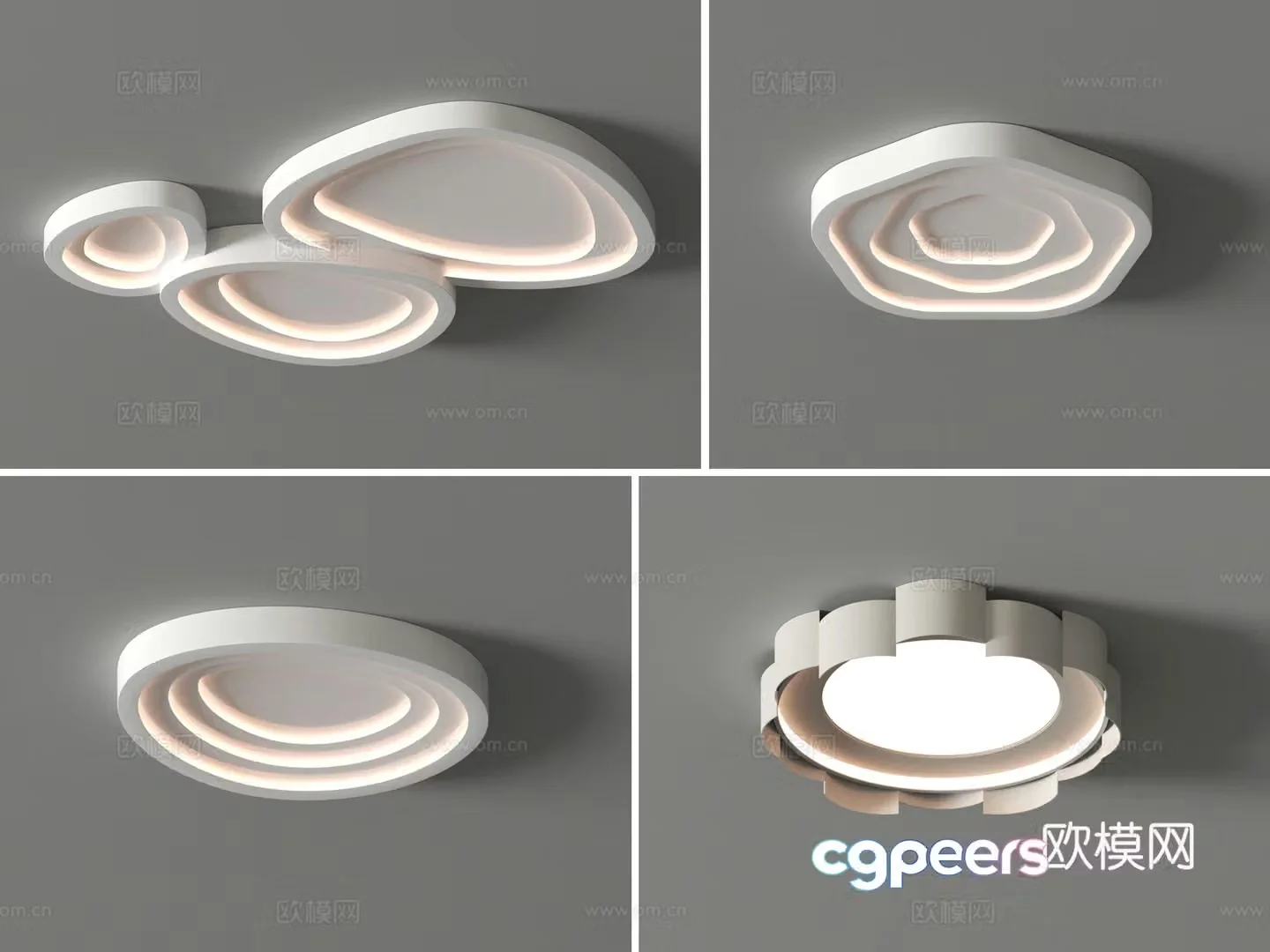 Ceiling light Living room main light Creamy cloud square Restaurant lamp Bedroom Lighting combination 3D model