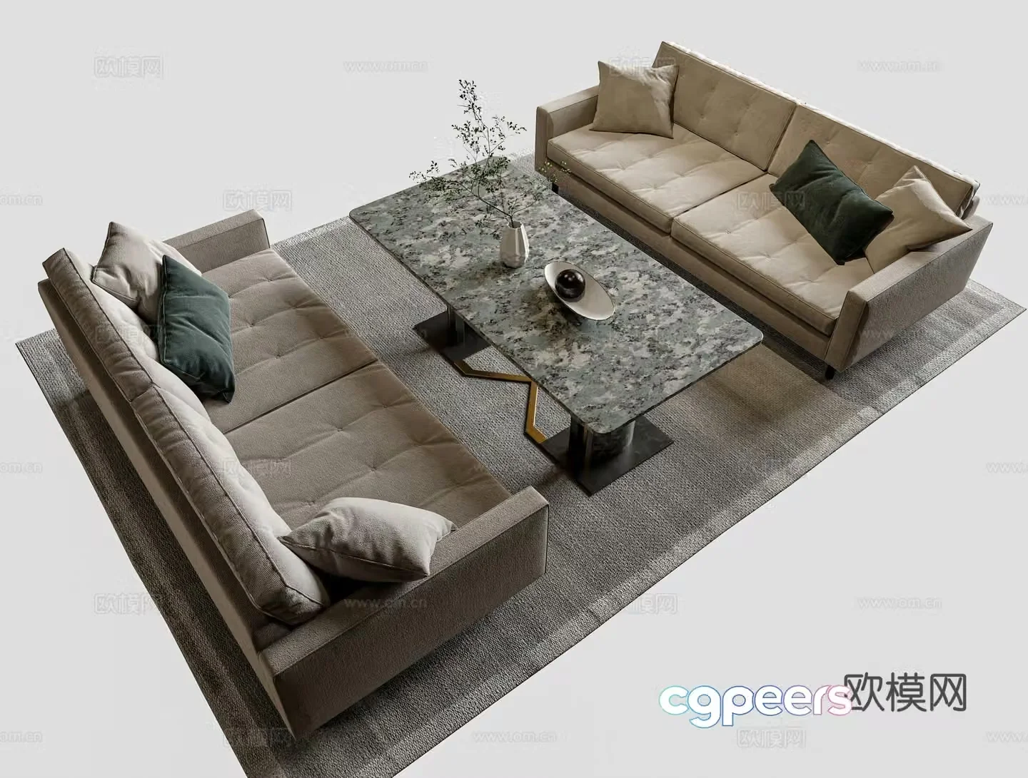 Modern office sofa coffee table combination leather sofa single sofa business sofa 3d model