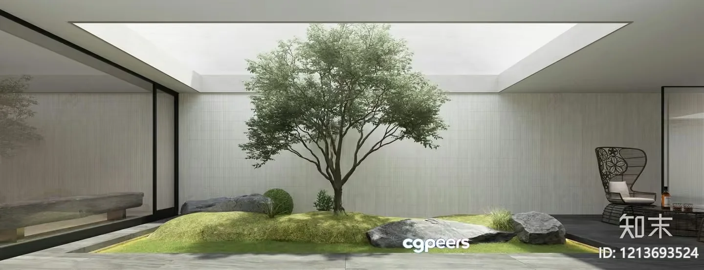Modern Minimalist Garden 3D Model – 13116 – VRAY Render