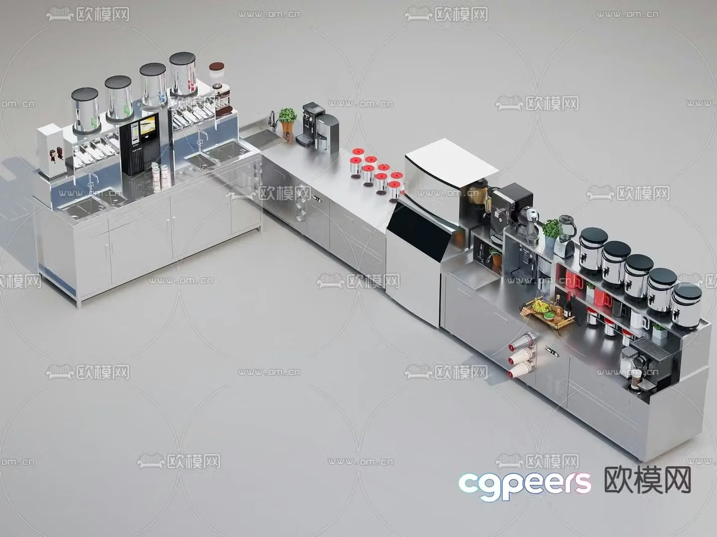 Milk tea shop operating table 3D model