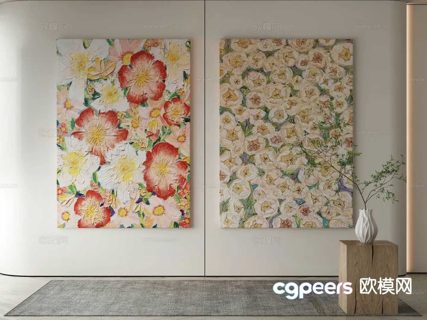 Modern decorative painting flower oil painting 3d model