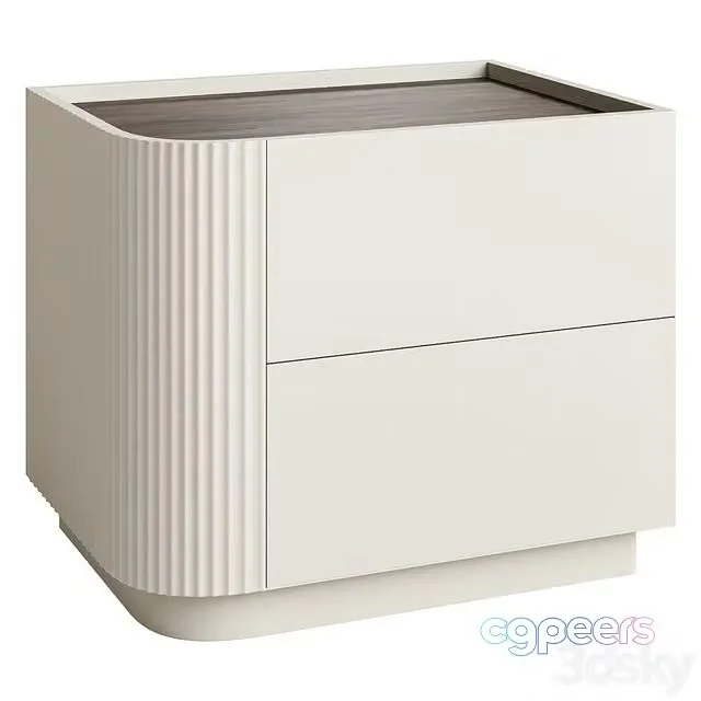 3ds Max Free – Modern Beige Wood Nightstand with 2 Drawers and Small Height for Bedroom Storage