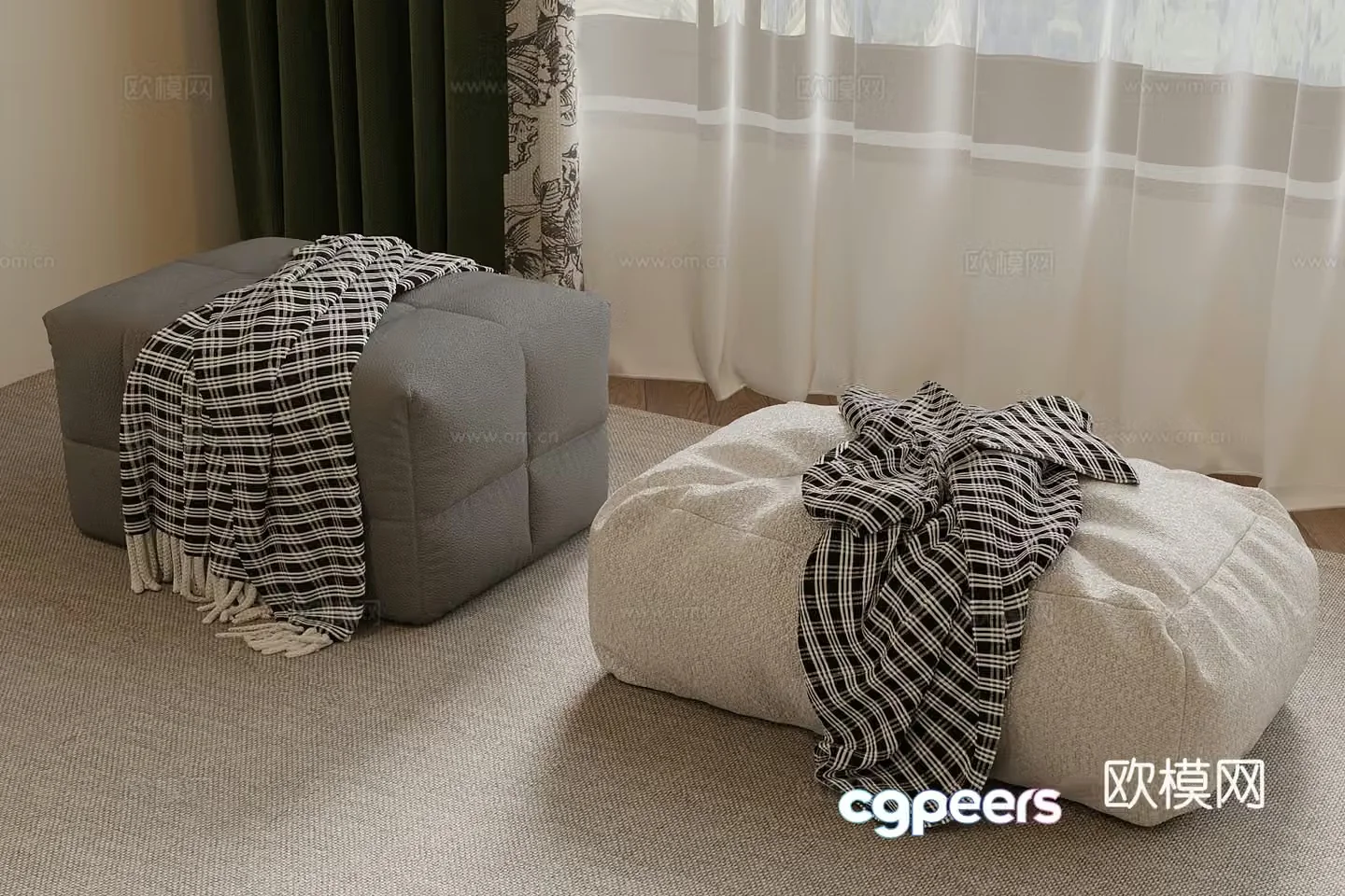 Modern sofa stool shoe change stool 3d model