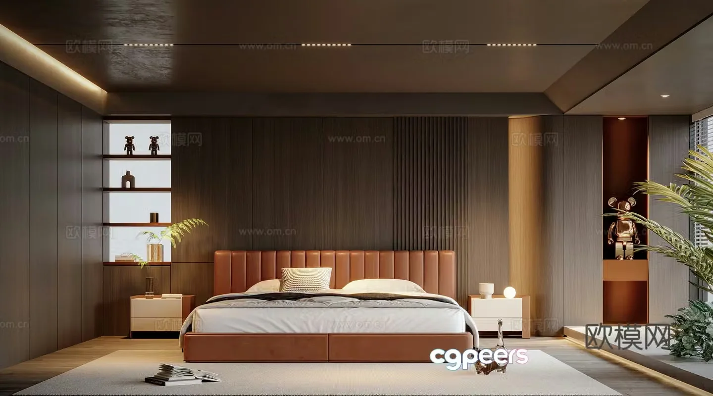 Modern home bedroom premium black 3d model
