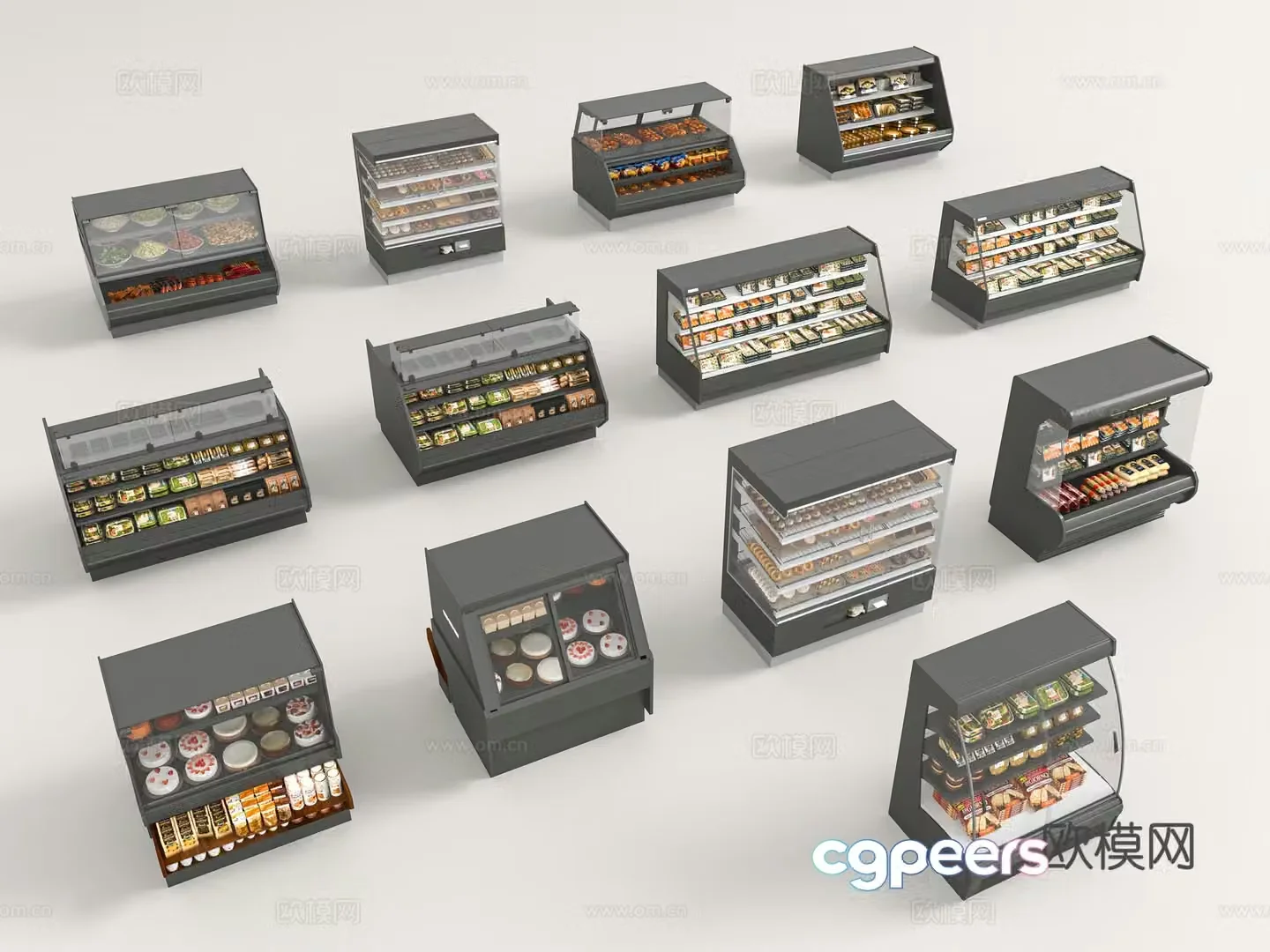 Modern bakery shelves 3d model