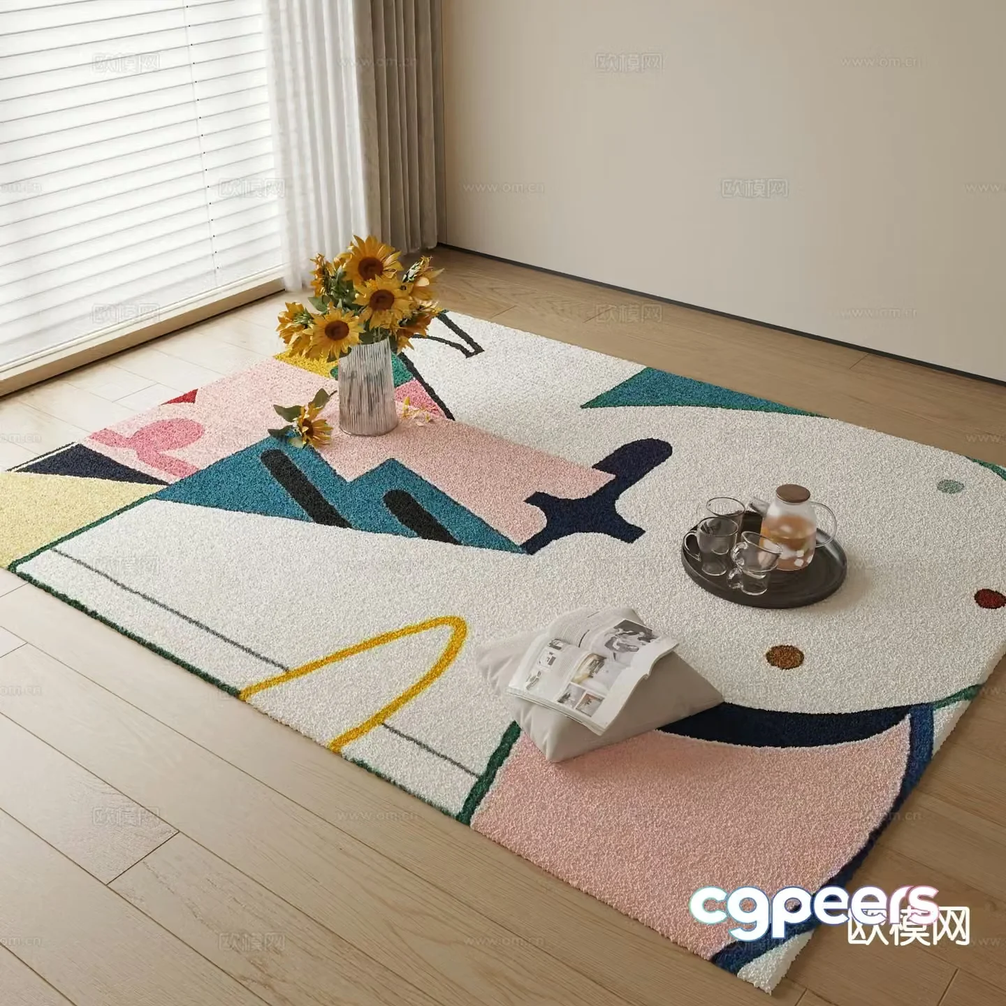 Modern carpet square rug 3d model