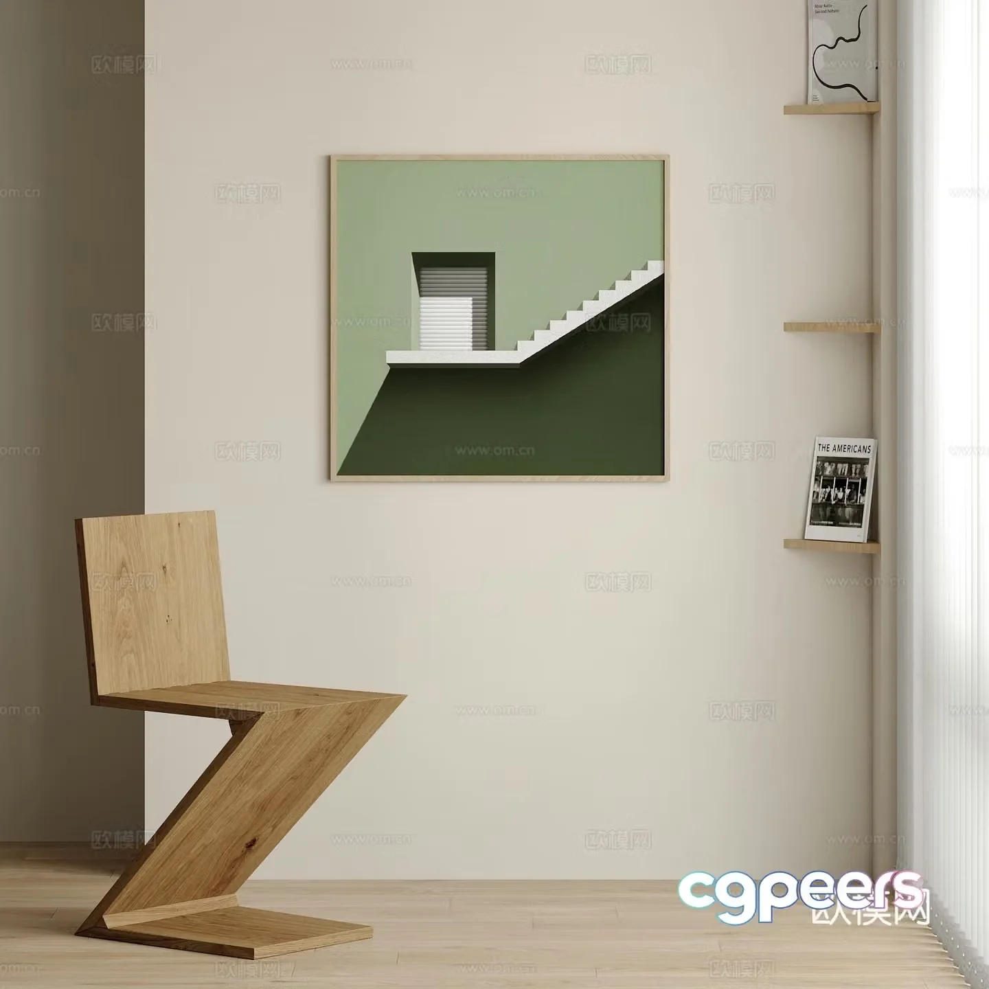 Modern hanging paintings decorative paintings casual single chairs 3D model