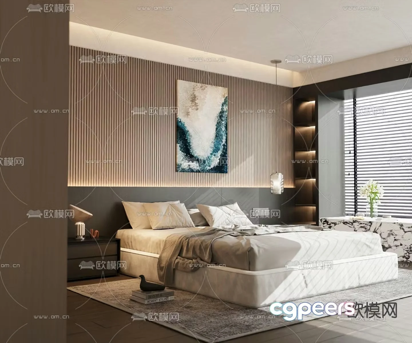 Modern double bed 3d model