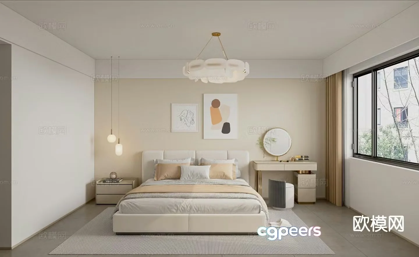 Cream style bedroom master bedroom 3d model