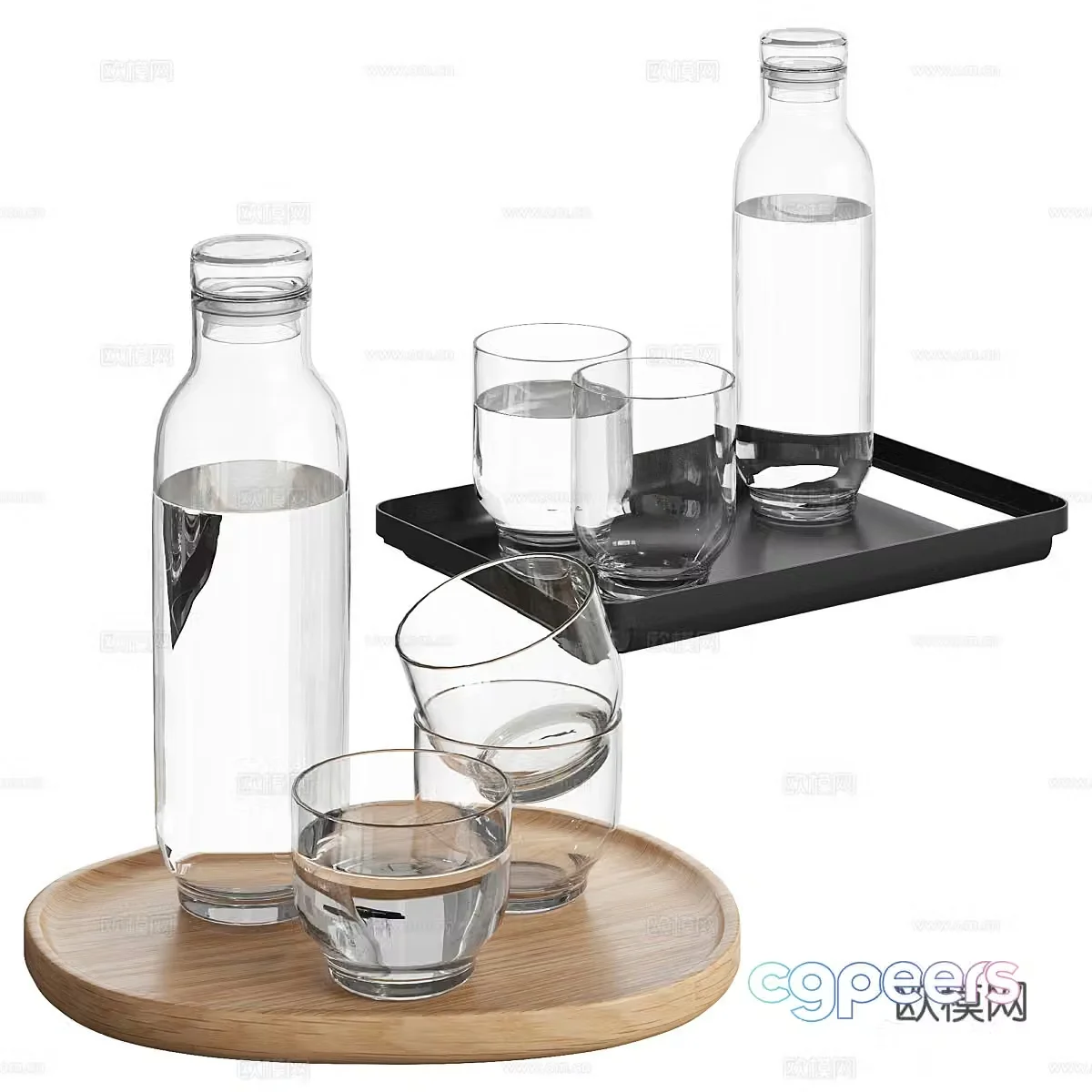 Bolia tray set water cup tea set 3d model