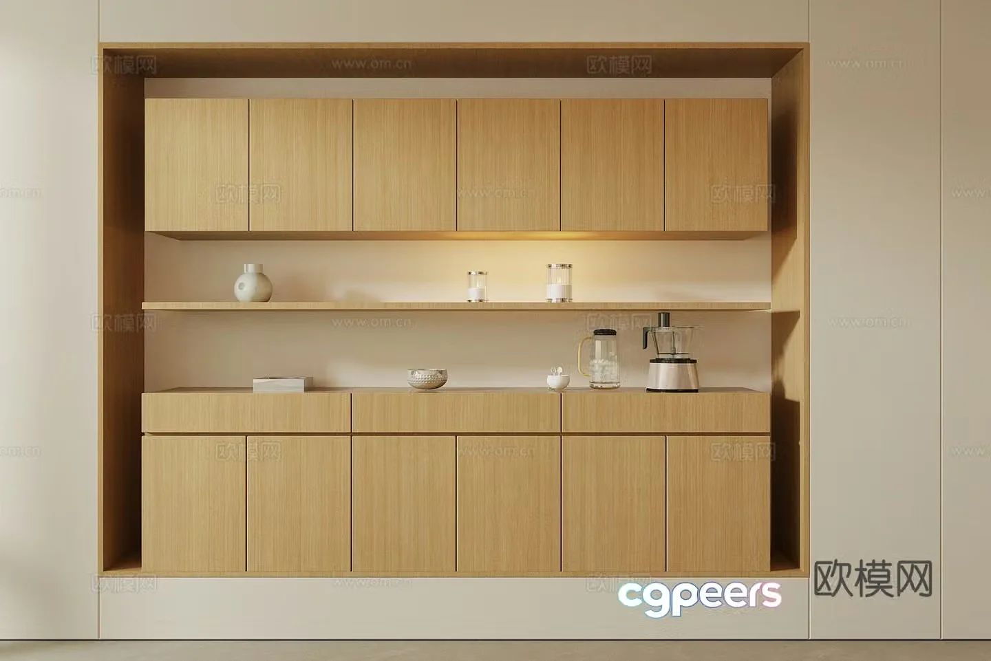 Modern simple sideboard minimalist sideboard sideboard ornaments finished sideboard embedded 3D model