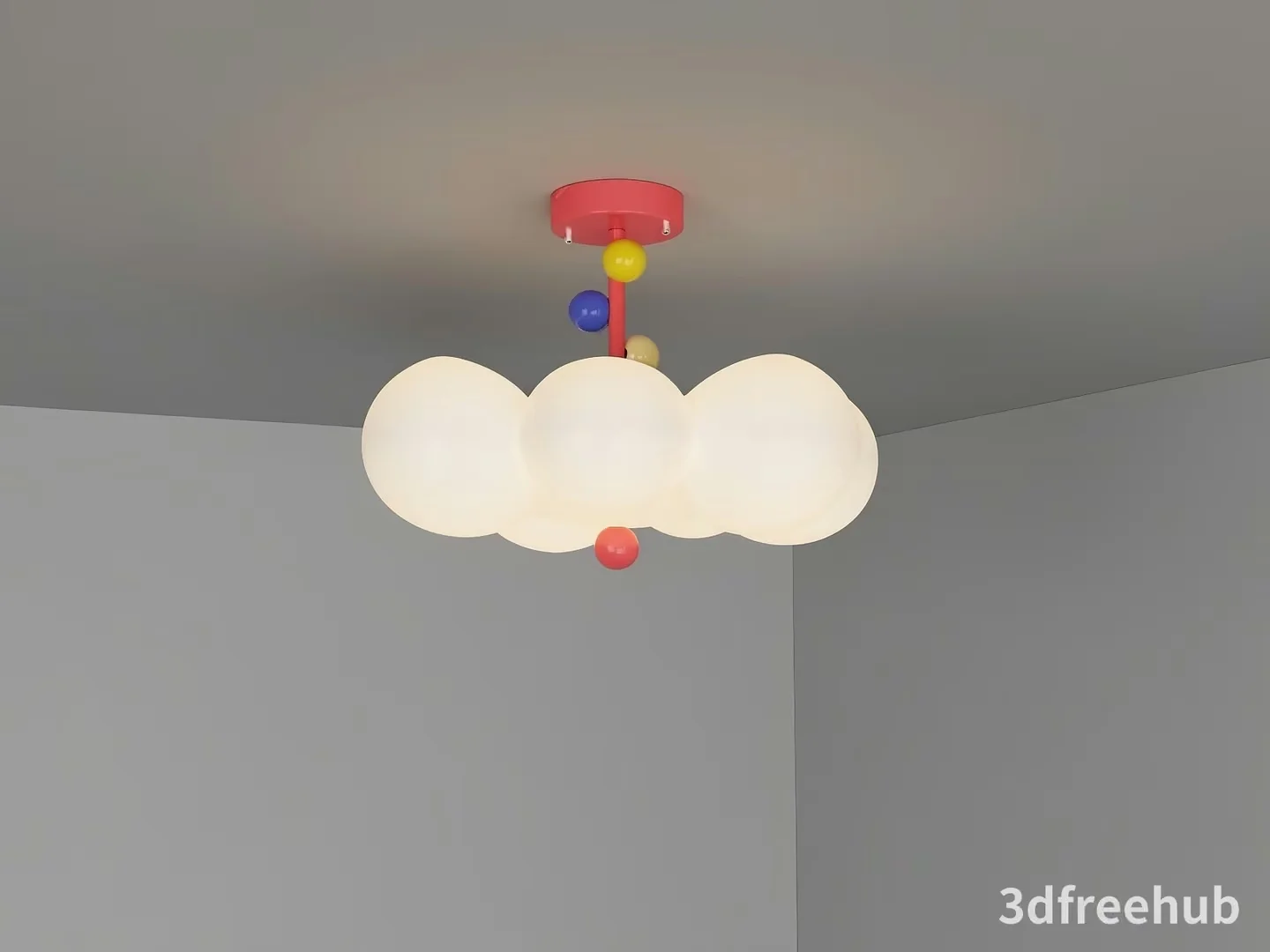A White Cloud-Shaped Light Fixture 3D Model – 23333 – VRAY Render