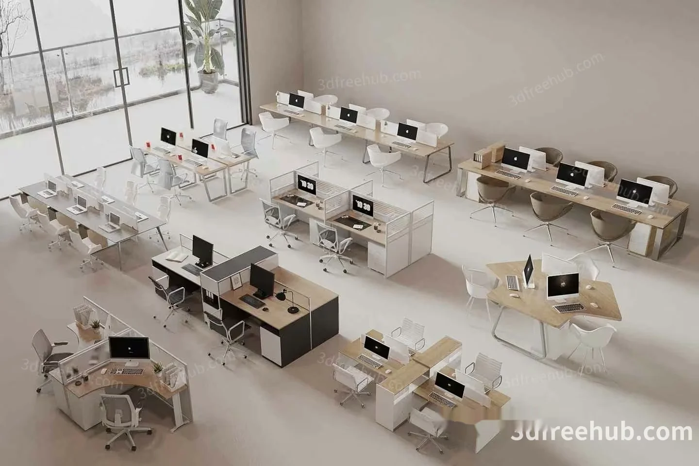 Modern Office Space 3D Model – 20584 – VRAY Render