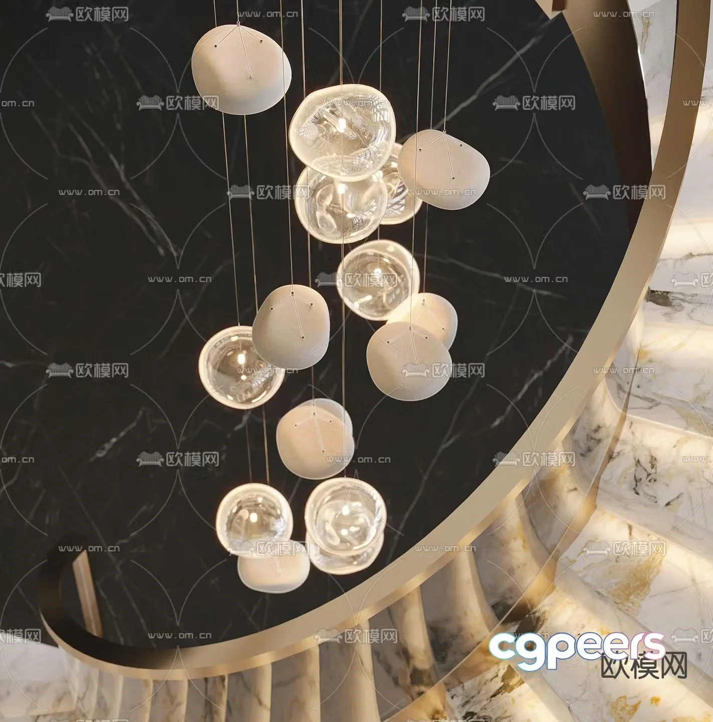 Stairwell chandelier lobby chandelier 3d model