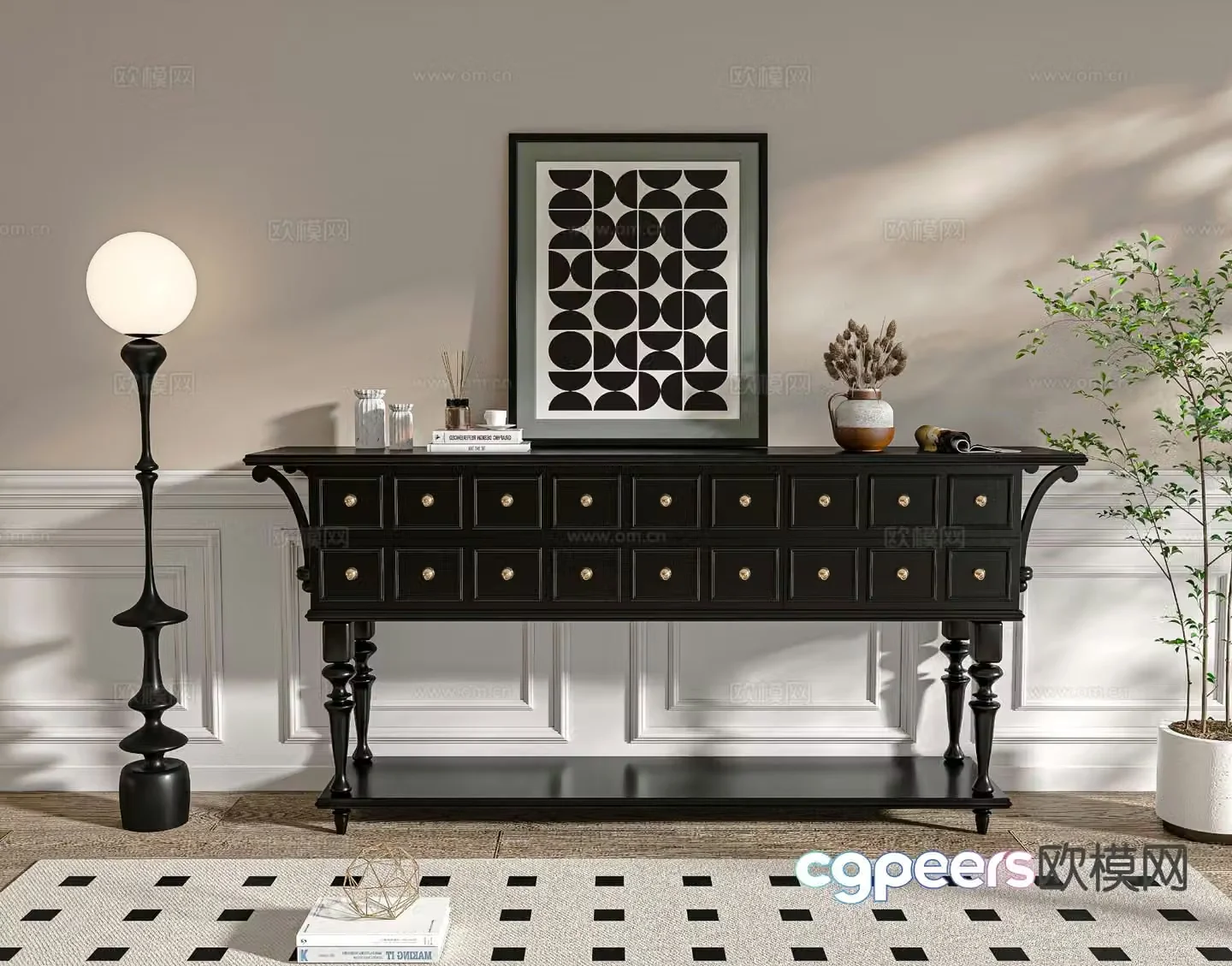 3d model of french style viewing platform