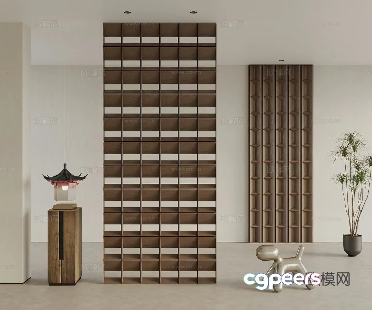 New Chinese style hollow partition 3D model