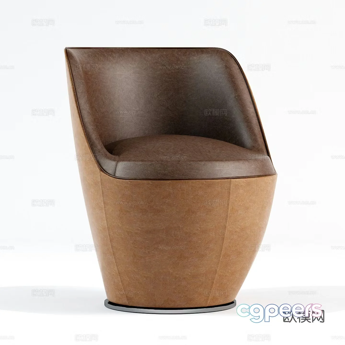 Medium style leisure chair leather chair dining chair single chair 3d model