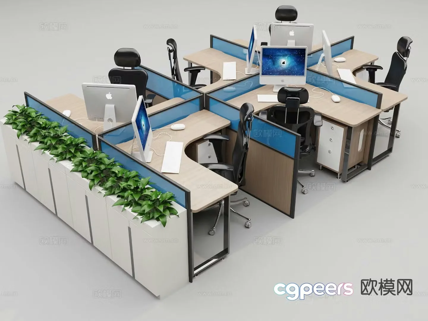 Card station desk 3D model