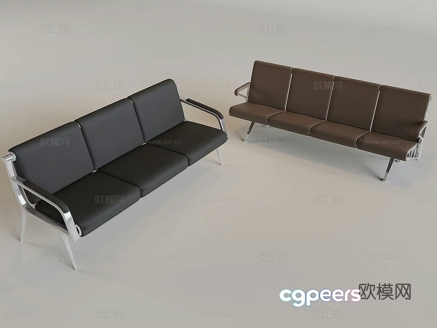 Public leisure sofa seats seating area row chairs waiting chairs backrest chairs rest chairs 3D model