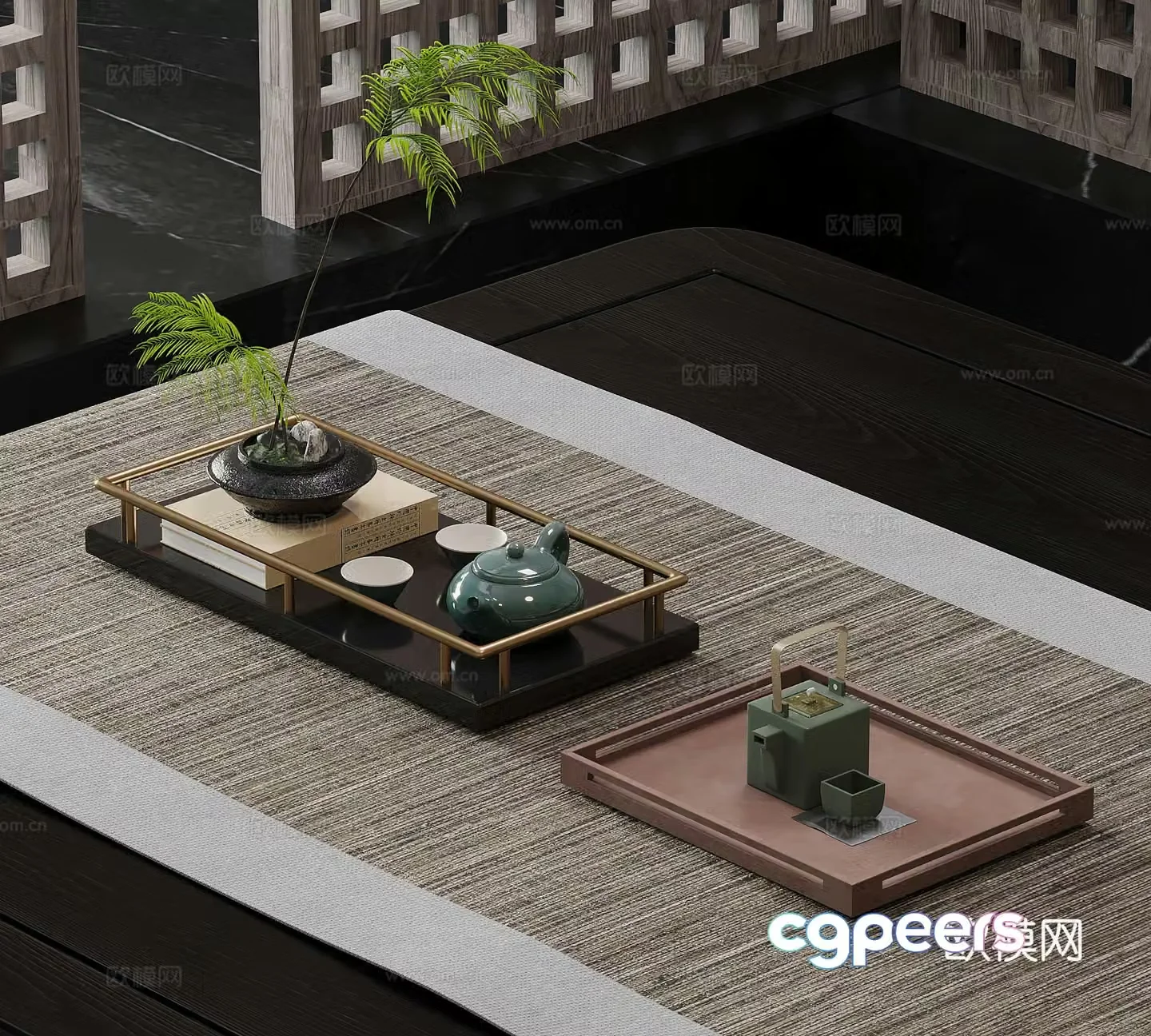 New Chinese style tea set teapot tea cup 3d model