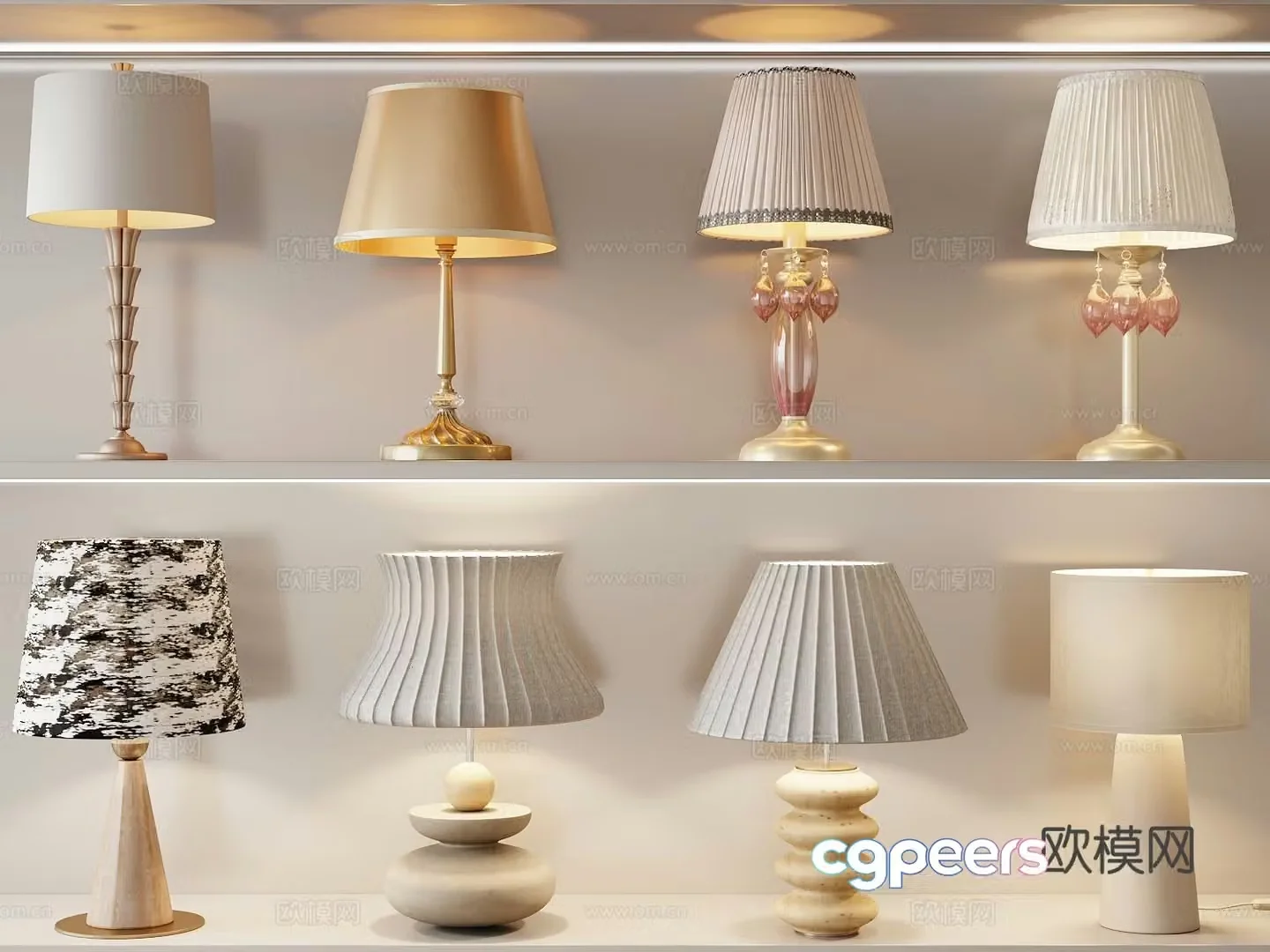 Cream style desk lamp 3d model