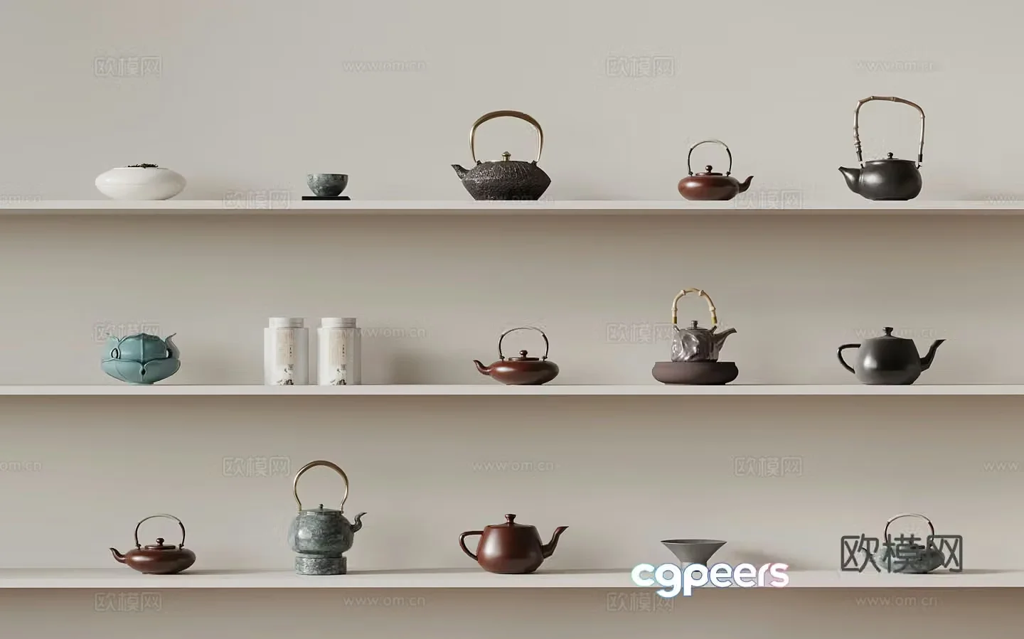 New Chinese style tea set teapot 3d model