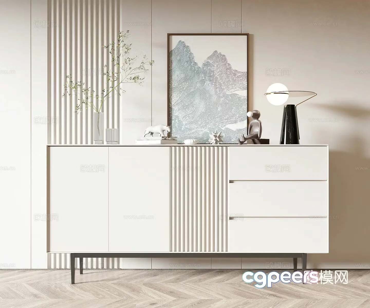 Modern side cabinet entrance cabinet 3D model