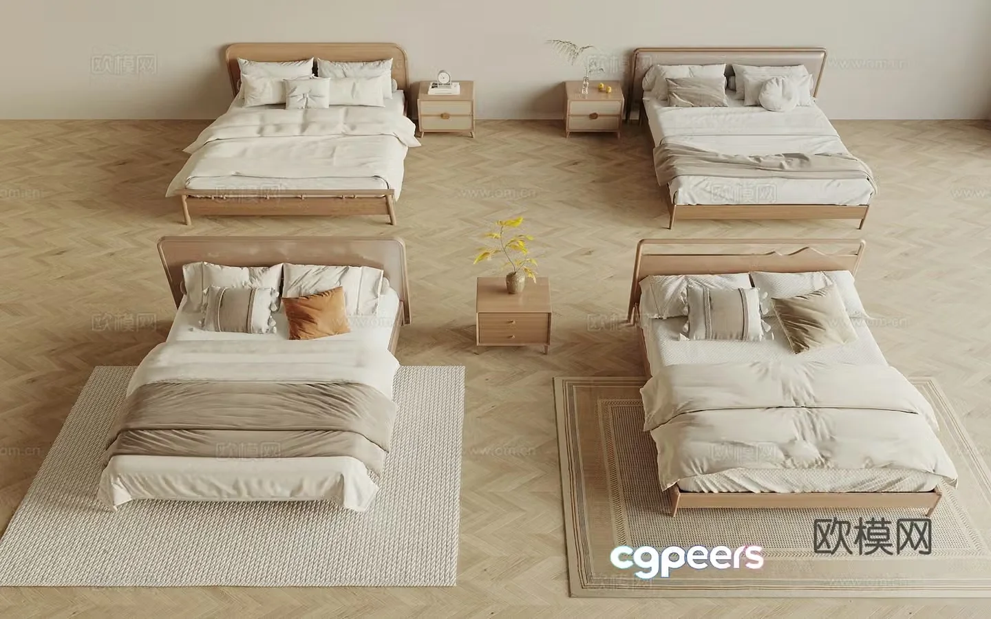 Wasabi Middle Ages Double Bed Wasabi Wind Double Bed Middle Ages Double Bed Master Bed Solid Wood Bed 3D Model