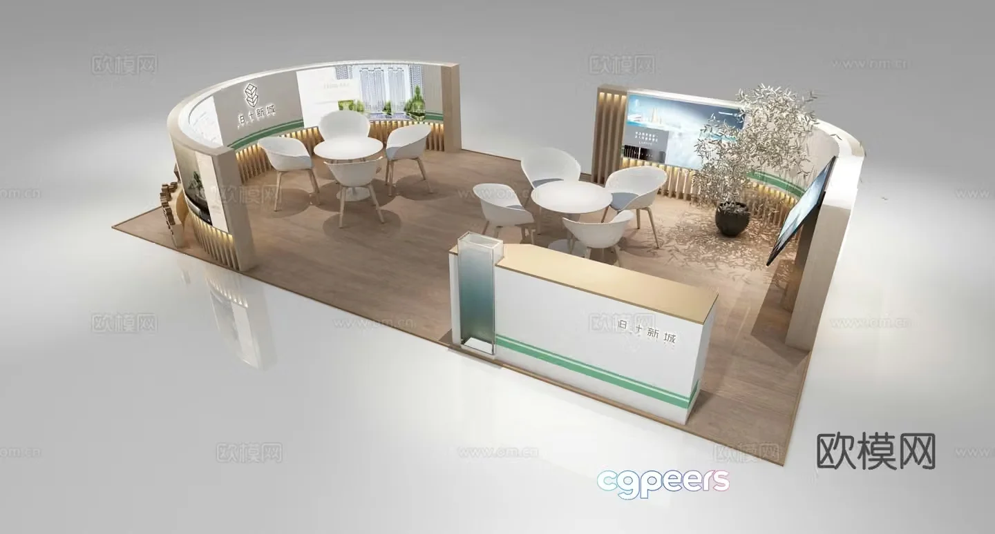 New Chinese style shopping mall real estate booth 3d model