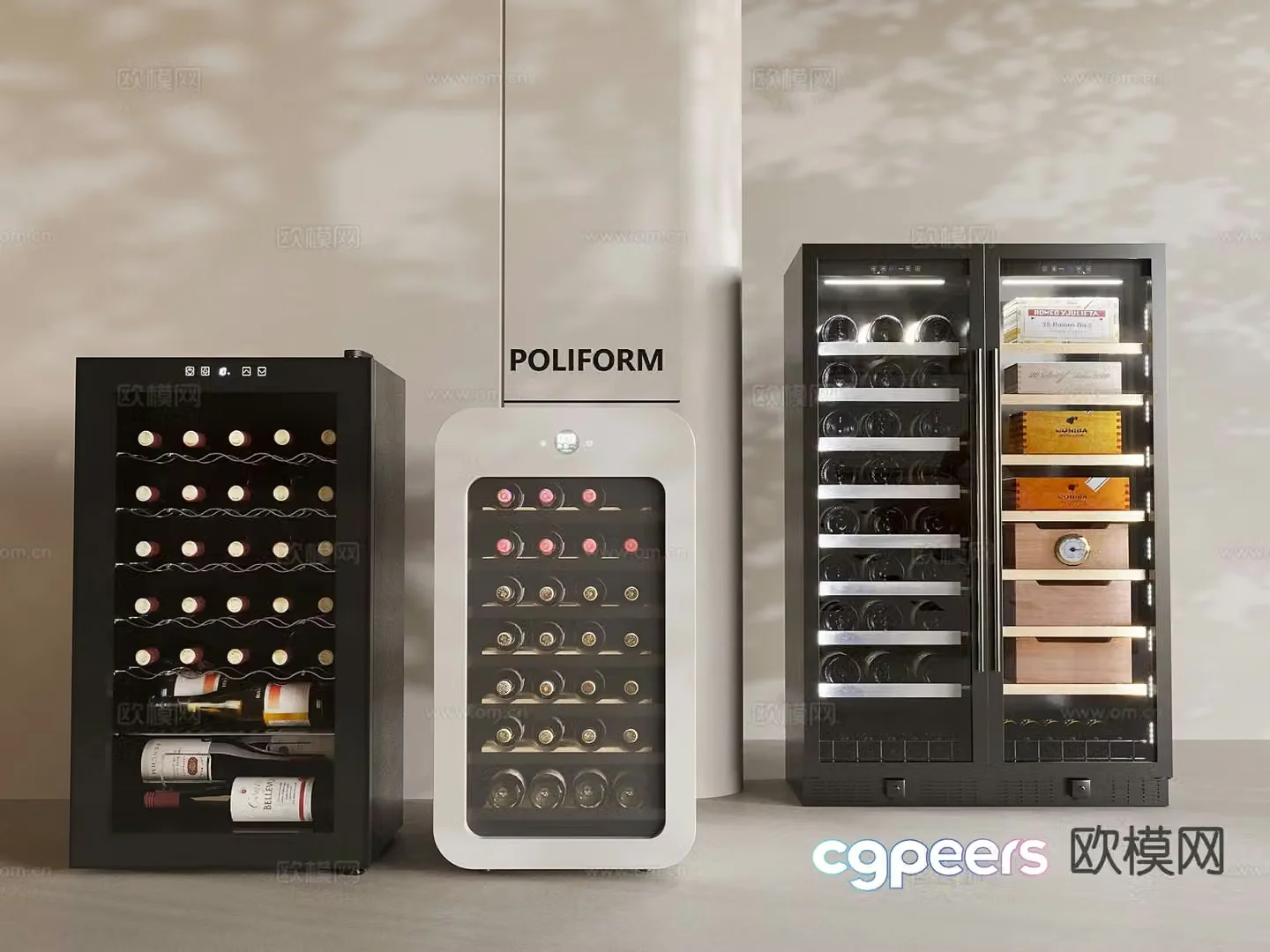 Modern thermostatic wine cabinet wine cabinet red wine cabinet 3D model
