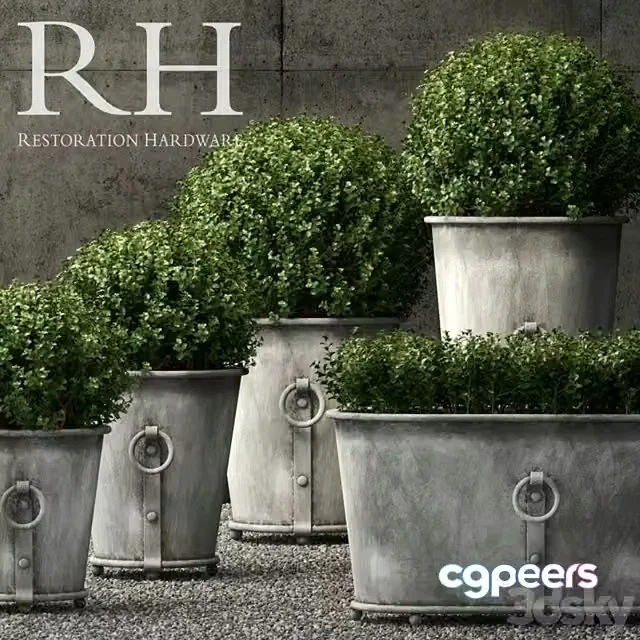 3ds Max Free – Restoration Hardware estate zinc ring round planters