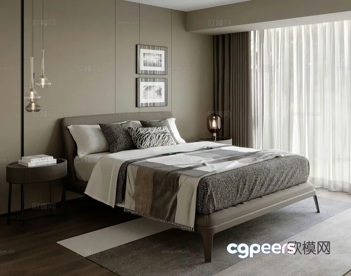Modern double bed 3d model