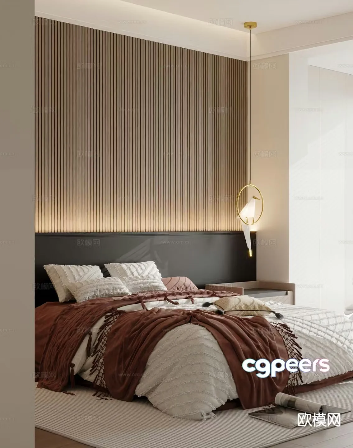 Modern double bed 3d model