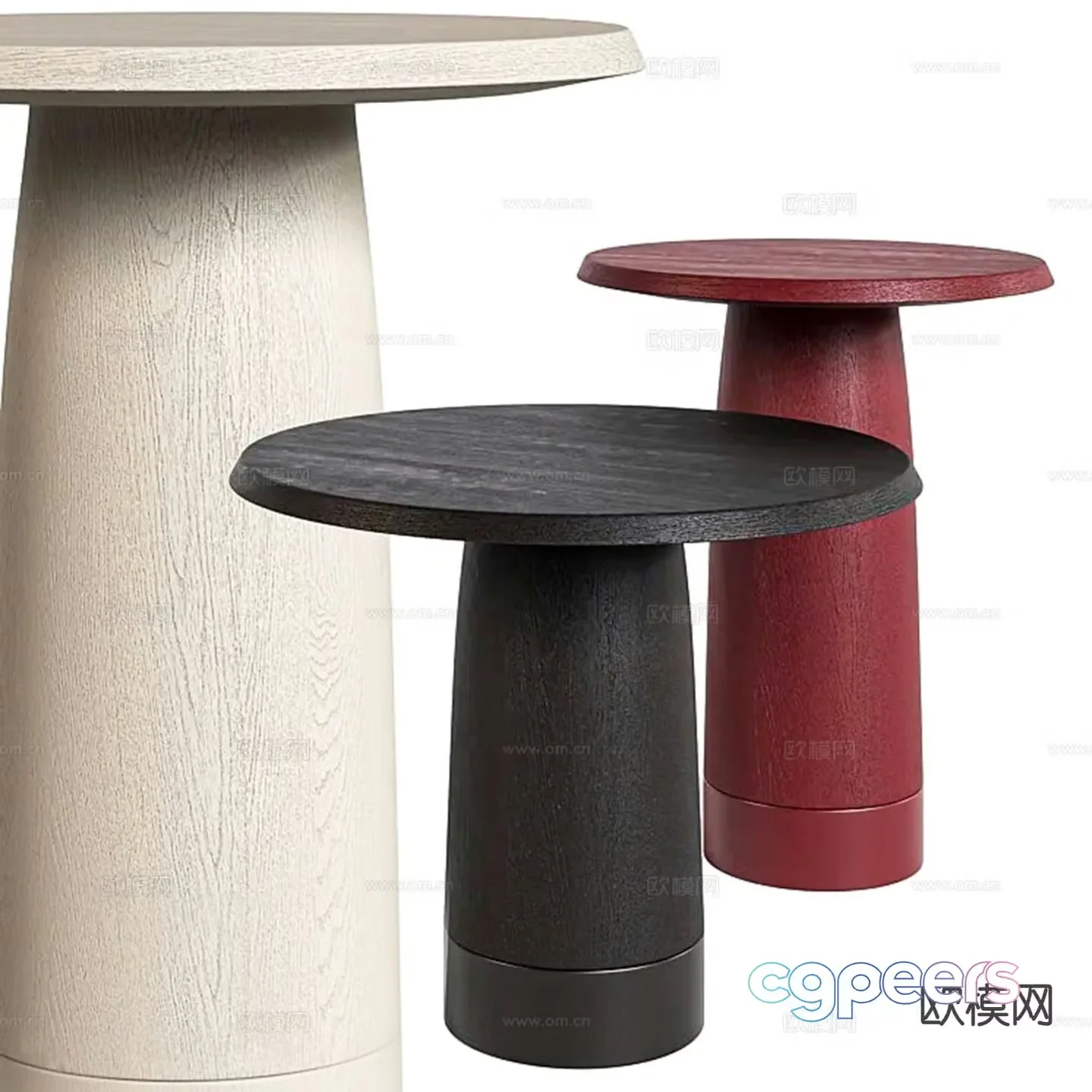Modern side table corner table round table 3D model