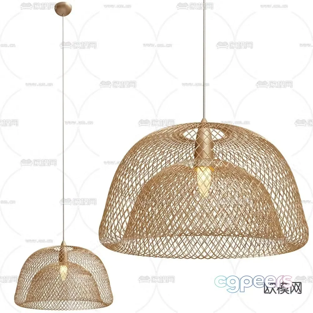 Breezy wabi-sabi chandelier rattan chandelier 3d model