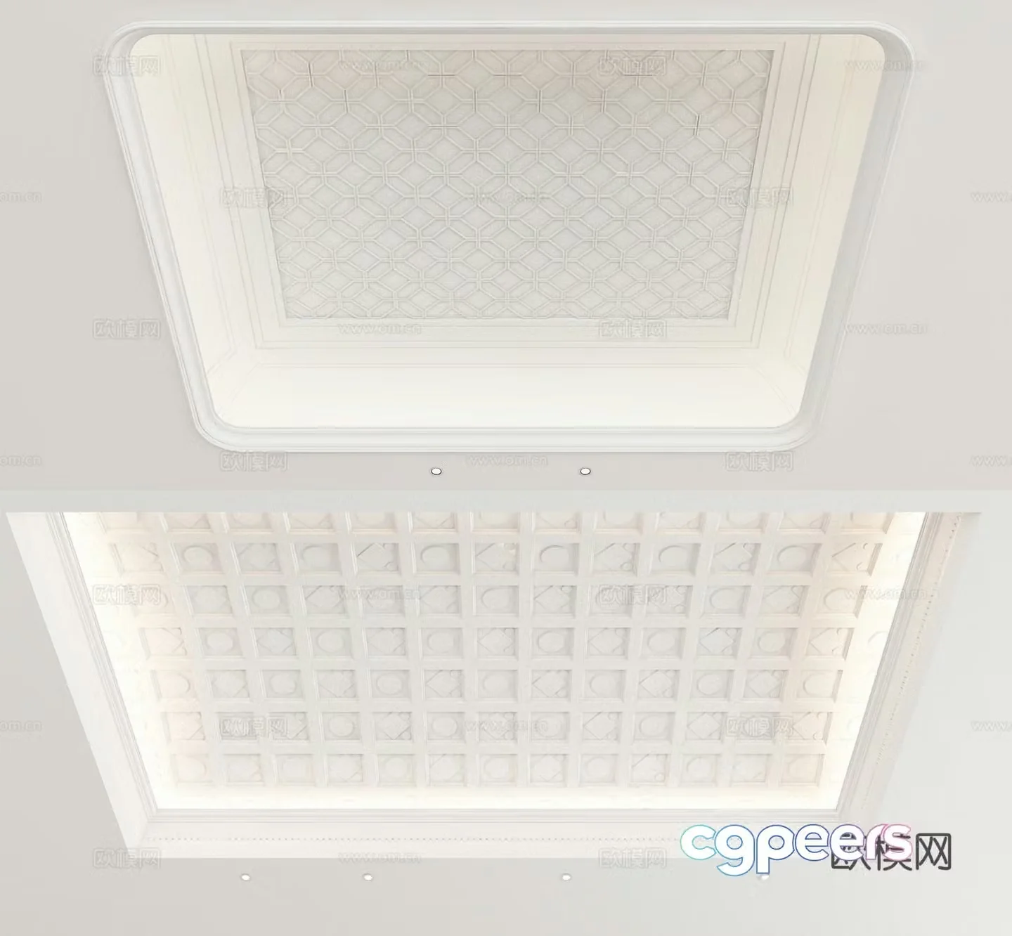 European style ceiling gypsum carved ceiling 3D model
