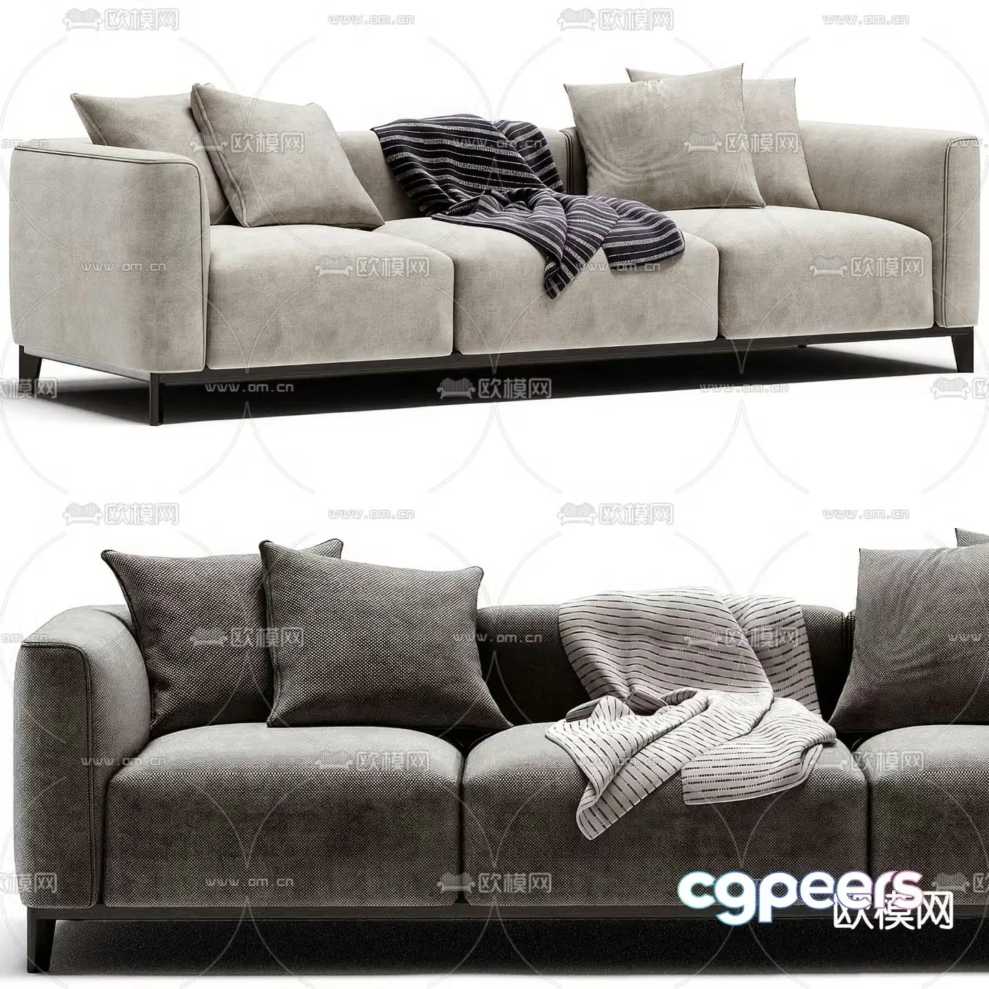 Modern three-seat sofa 3d model
