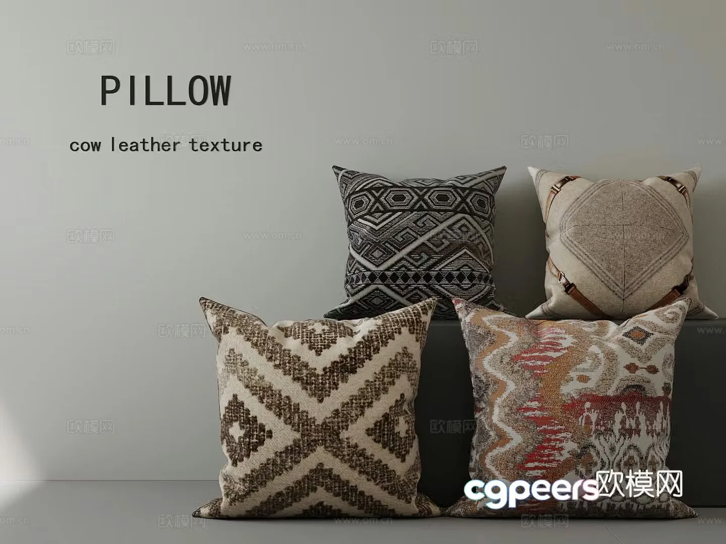 French retro style pillow 3D model