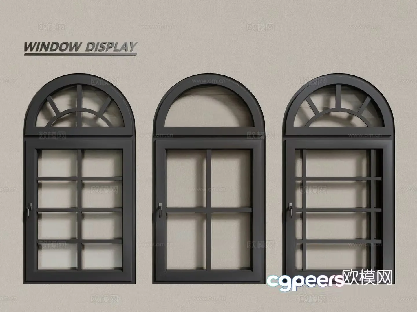 European style windows curved windows floor-to-ceiling windows 3d model