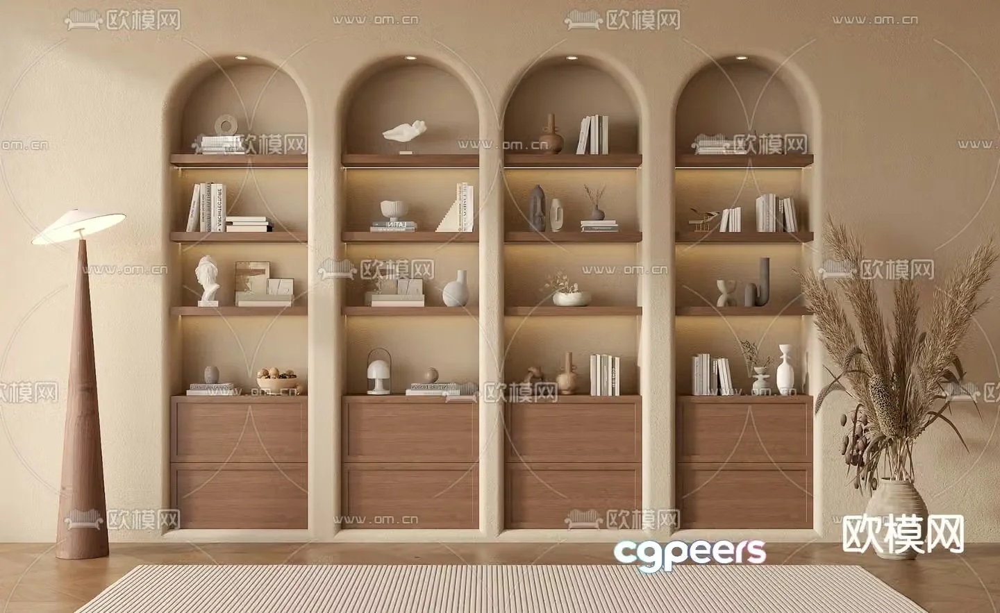 Wabi-sabi wall cabinet decorative cabinet shelf 3d model