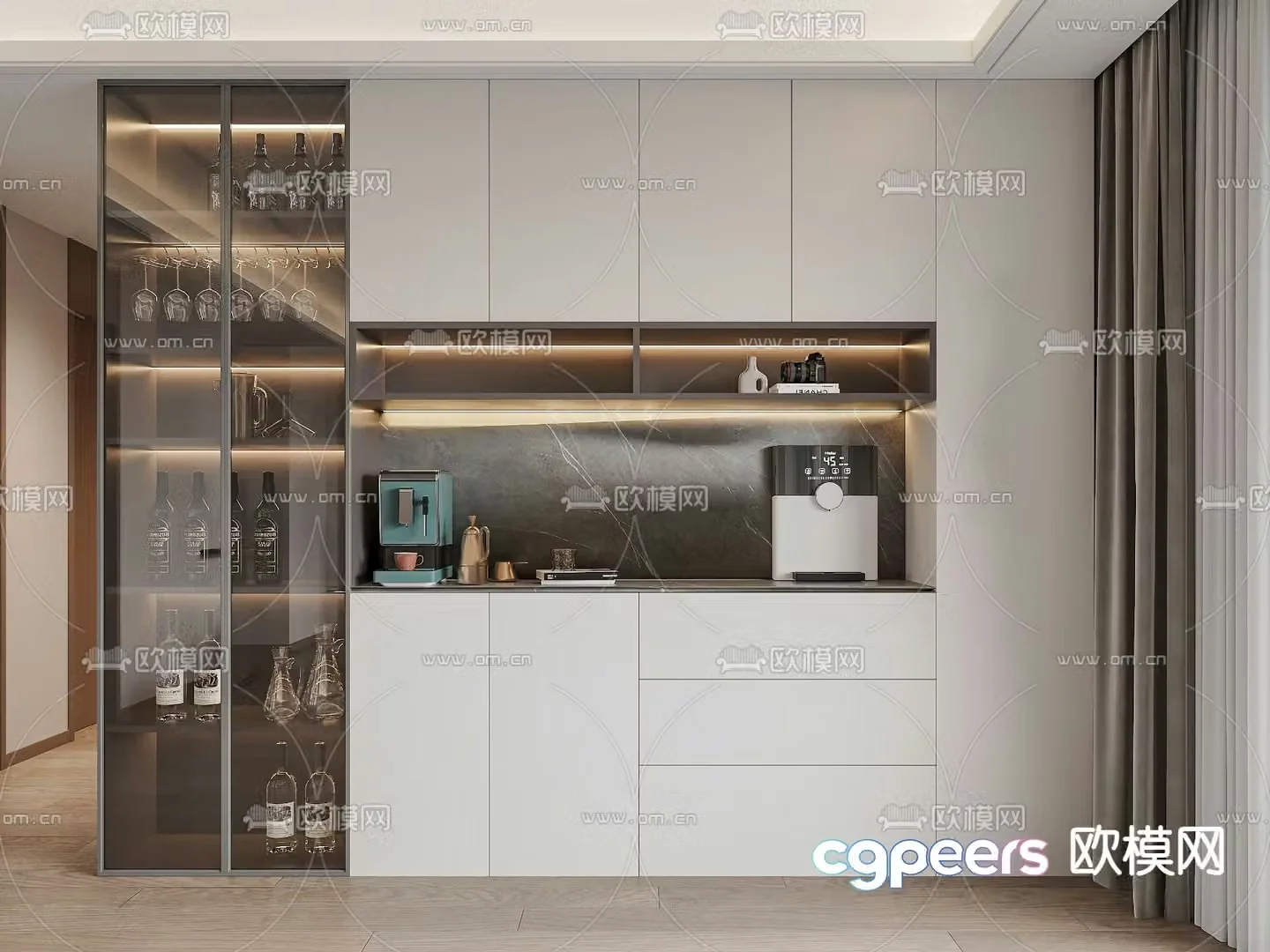 Modern wine cabinet sideboard 3d model