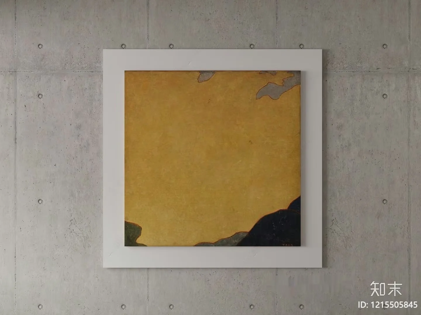 A Framed Painting Of A Yellow Landscape With A Gray Border 3D Model – 13877 – VRAY Render