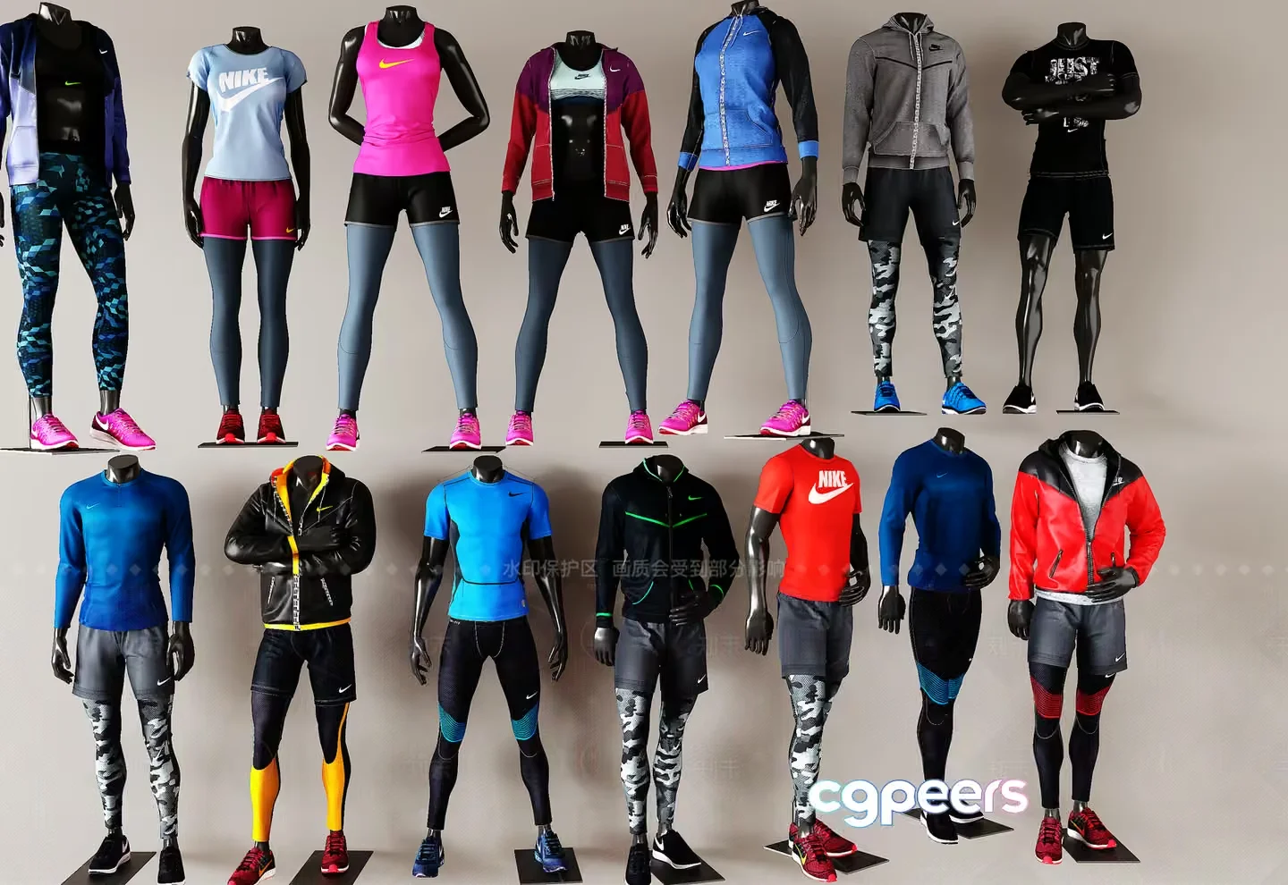 Mannequins With Athletic Wear 3D Model – 10608 – VRAY Render