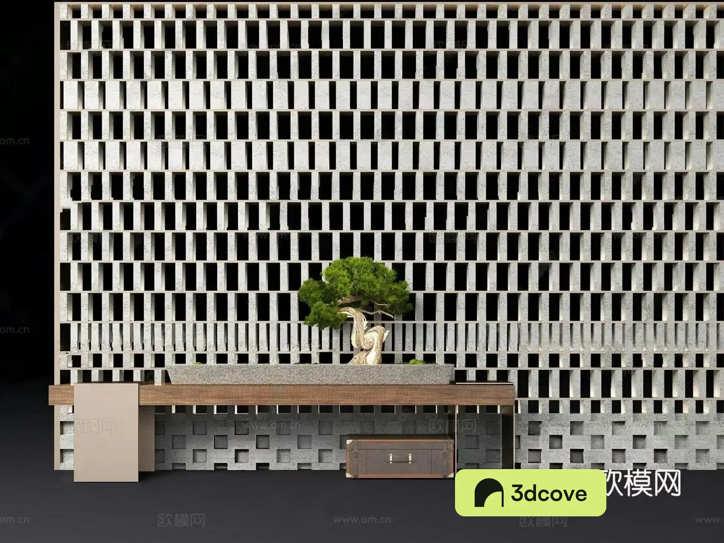 Decorative table end view platform 3D model of wall
