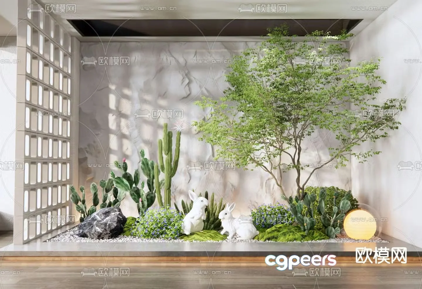Indoor landscaping plant pile 3d model