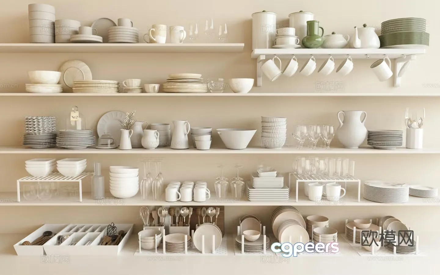 Modern tableware plates cups bowls dinner plates tableware kitchen tableware 3d model