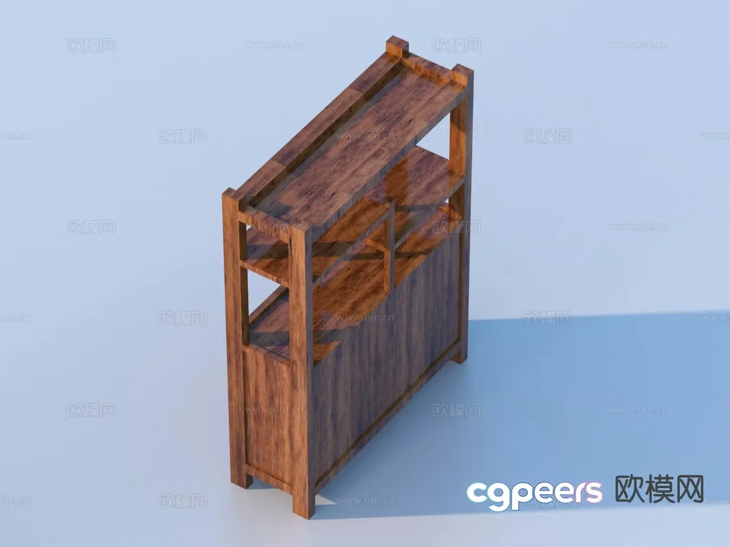 Modern wooden cabinet shelf 3d model
