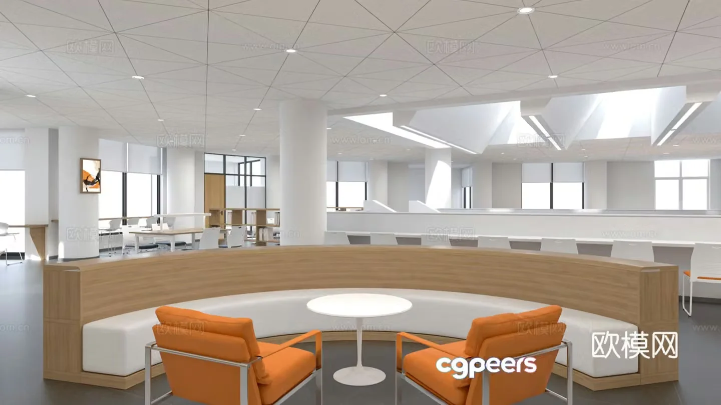 Library reading area 3D model
