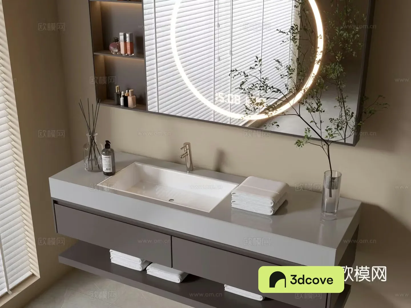 Modern bathroom cabinet bathroom basin bathroom ornaments mirror cabinet sink