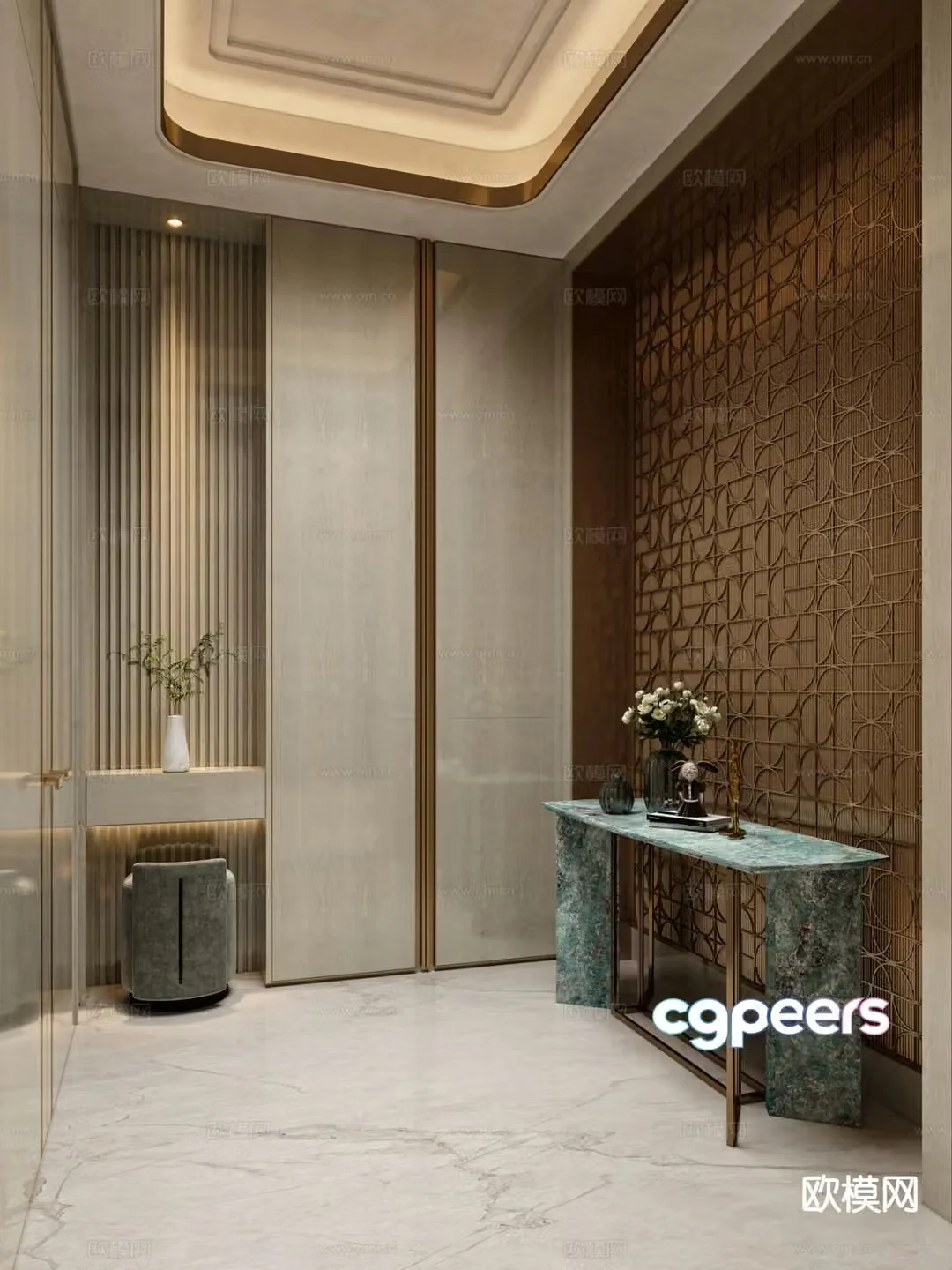 New Chinese style entrance hall 3D model
